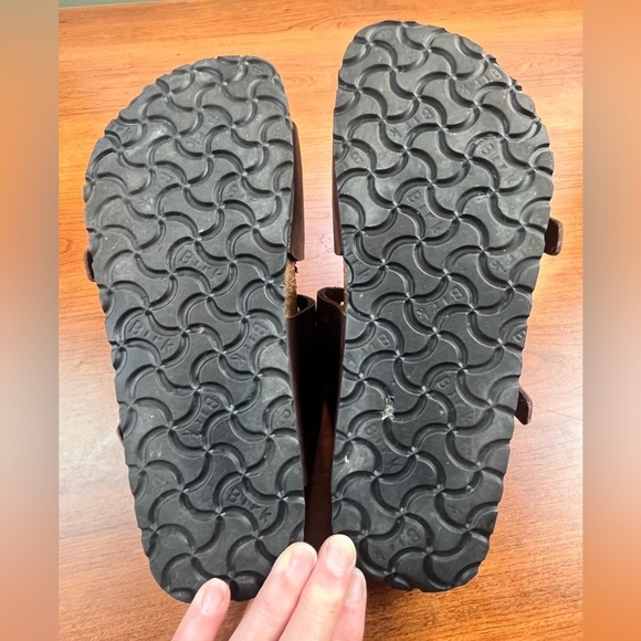 Birkenstocks Birki's Freeport Brown Leather Perforated Strap Sandals Slides Sz 6 - Picture 13 of 16